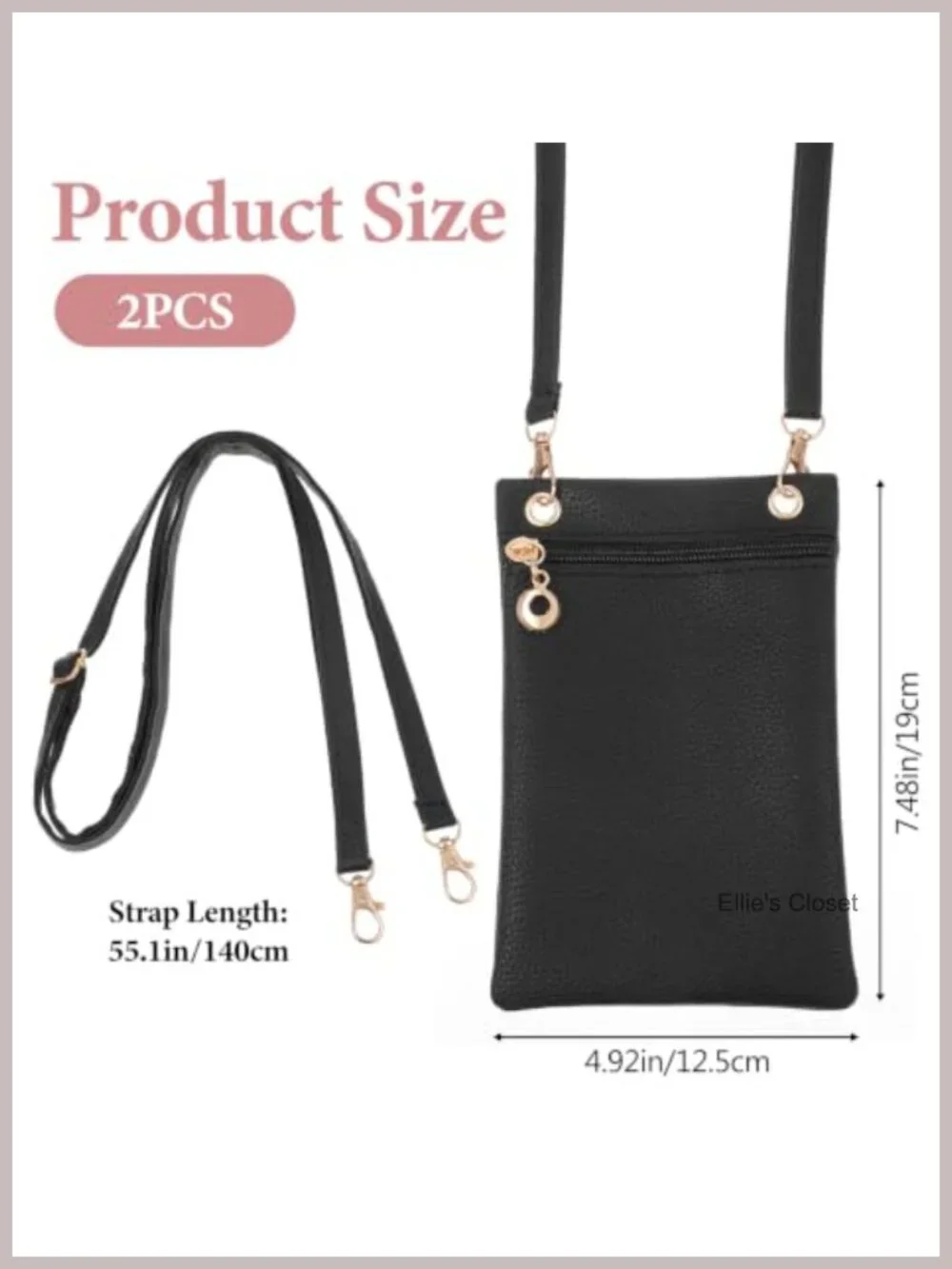 PU Leather Crossbody Phone Purse Wallet with Adjustable Strap